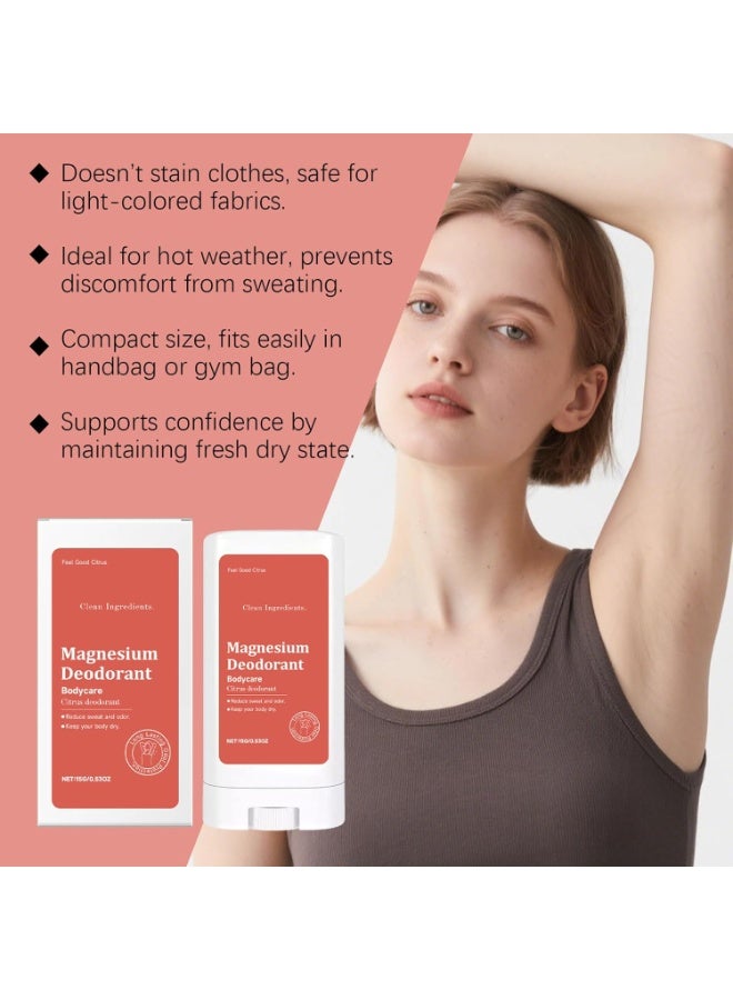 إيلهو مزيل عرق بالمغنيسيوم خالٍ من الألمنيوم طبيعي للنساء والرجال، مكونات طبيعية وعضوية، حماية منعشة وطويلة الأمد، برائحة الحمضيات، 15 جرام - Image 2